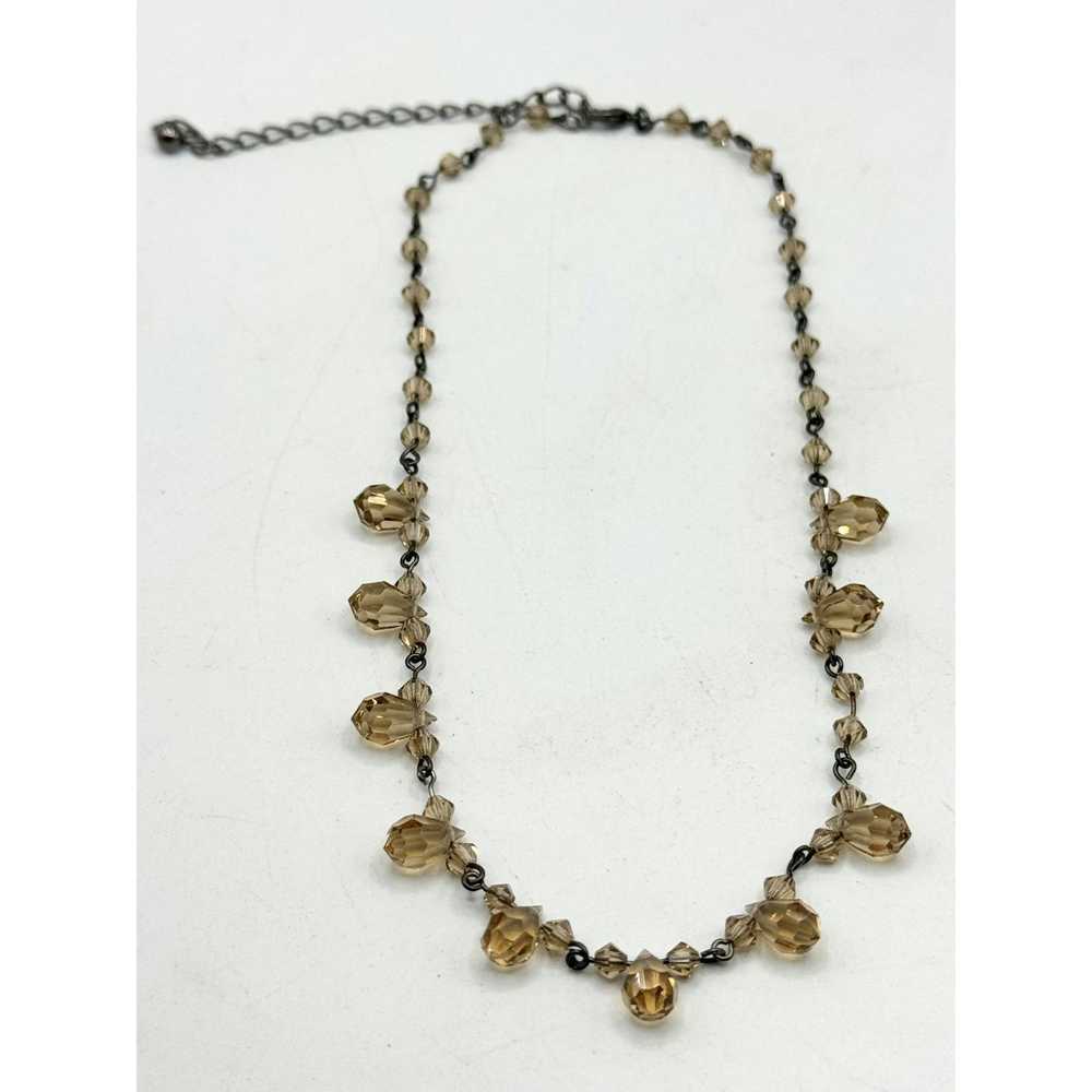 Vintage Vintage Brown crystal beaded collar neckl… - image 1