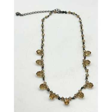 Vintage Vintage Brown crystal beaded collar neckl… - image 1