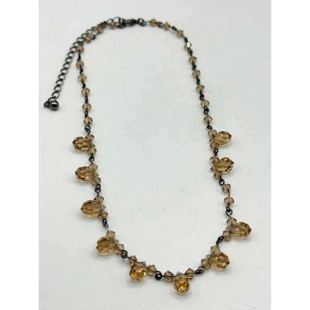 Vintage Vintage Brown crystal beaded collar neckl… - image 2