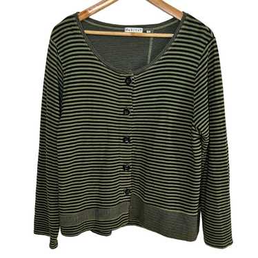 Habitat Habitat Green Striped Cardigan L Scoop Nec