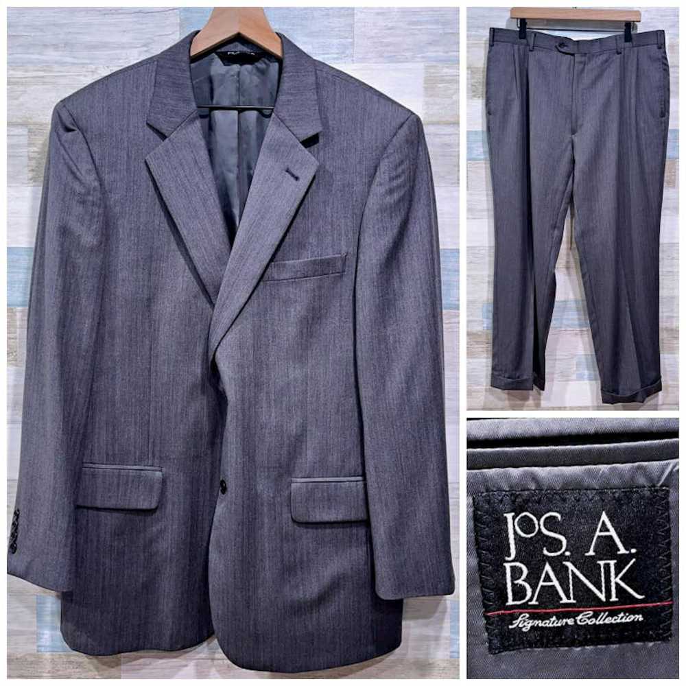 Jos. A. Bank Jos A Bank Wool Herringbone Suit Gra… - image 1