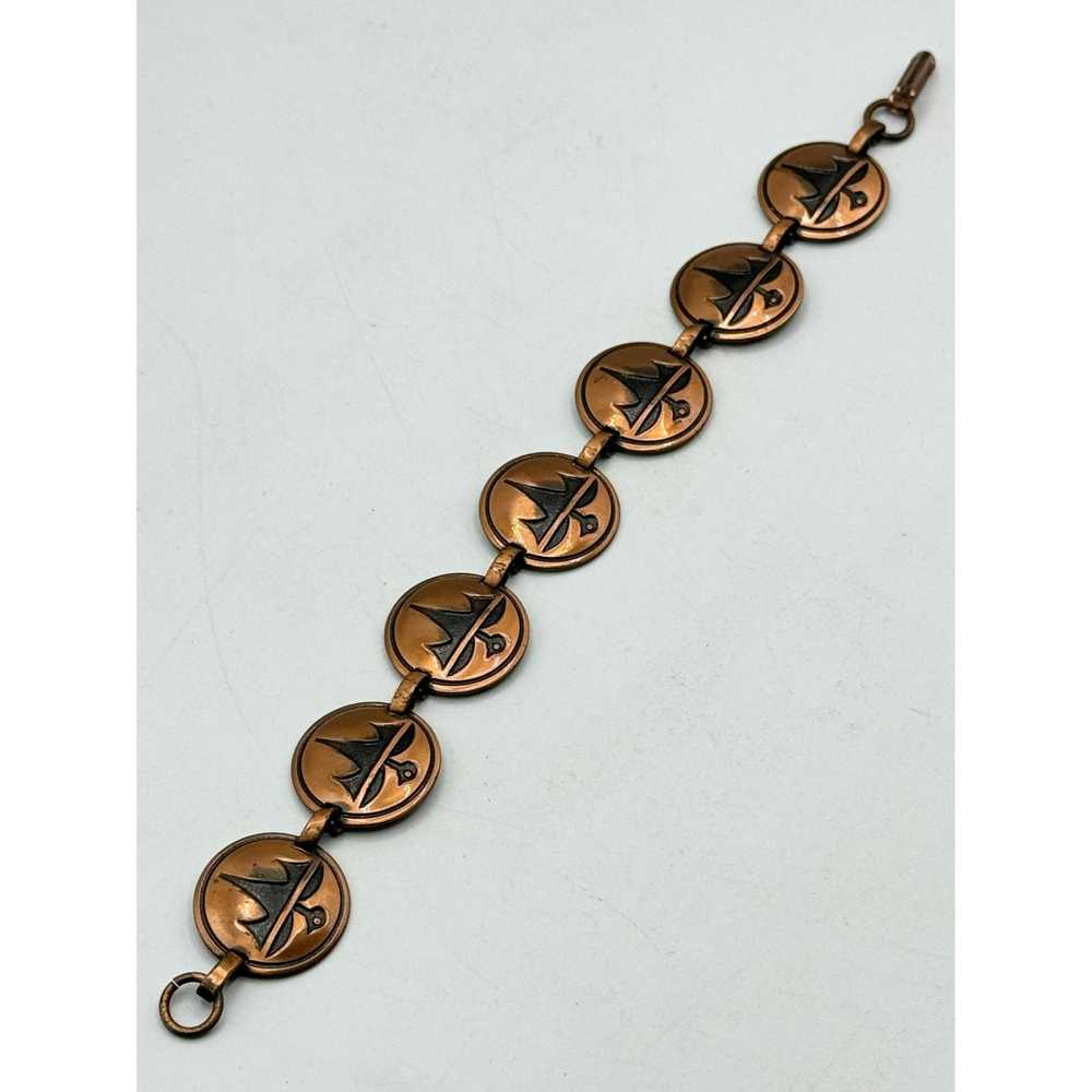 Vintage Vintage copper link medallion tribal brac… - image 2