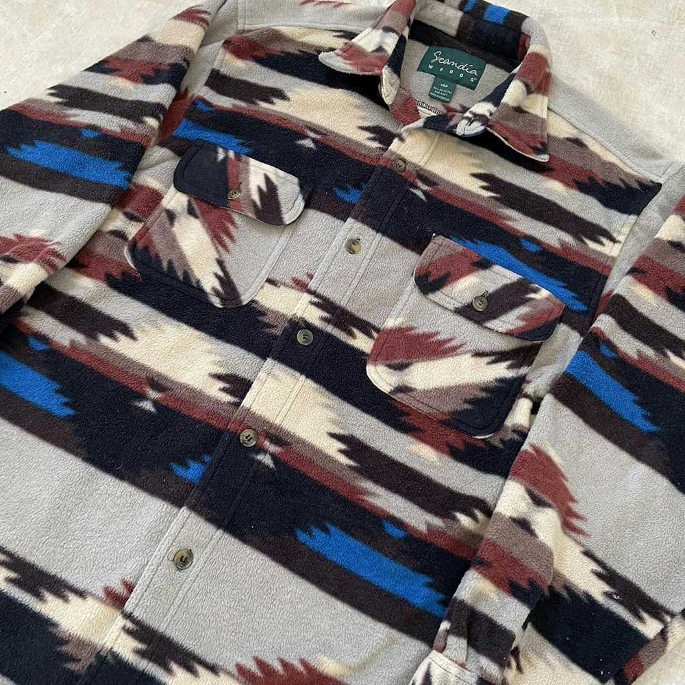 Vintage Vintage y2k Aztec Fleece Shirt Jacket - image 2