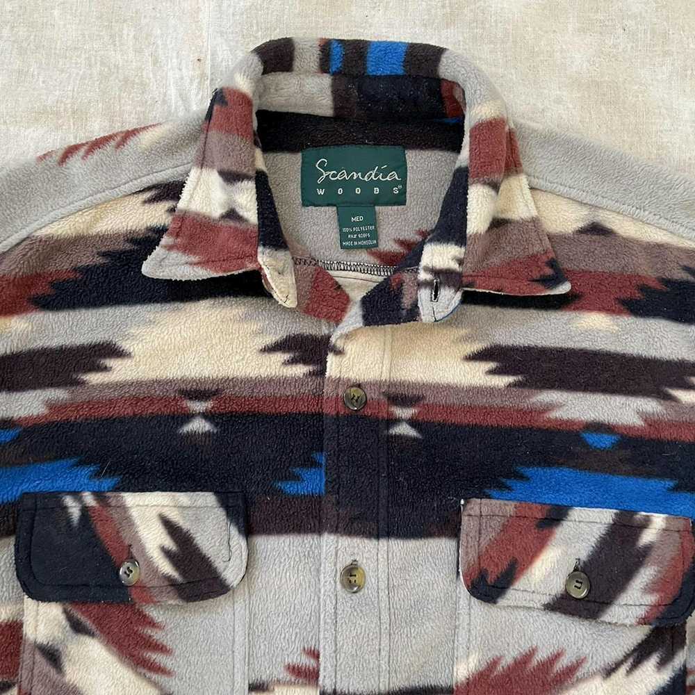 Vintage Vintage y2k Aztec Fleece Shirt Jacket - image 3