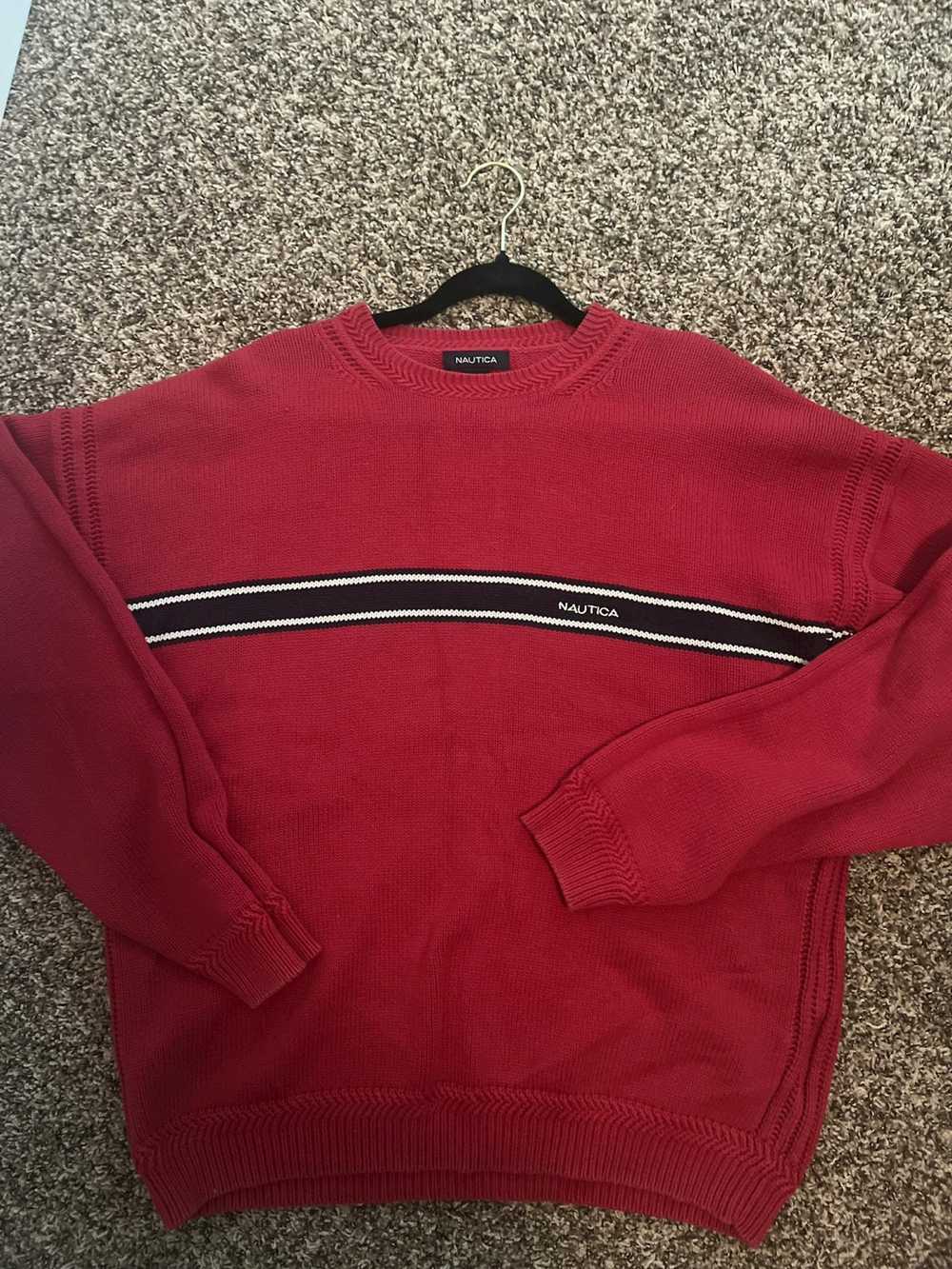 Nautica Red stripped nautica sweater - image 4