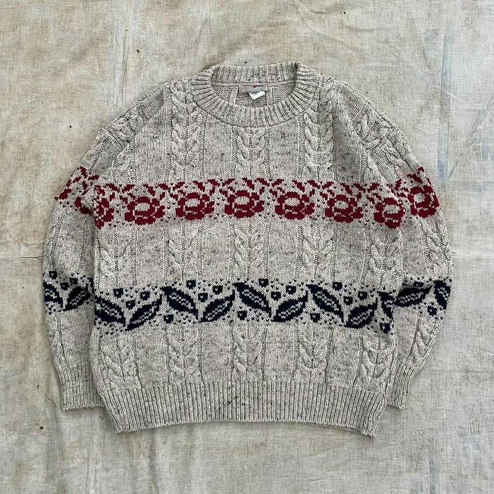Coloured Cable Knit Sweater × Made In Usa × Vinta… - image 1