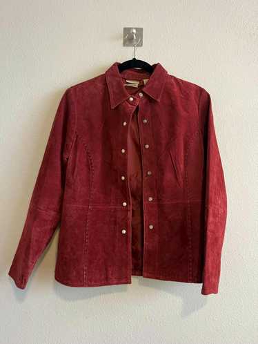 Designer Vintage Ruff Hewn Red Suede Leather Jacke