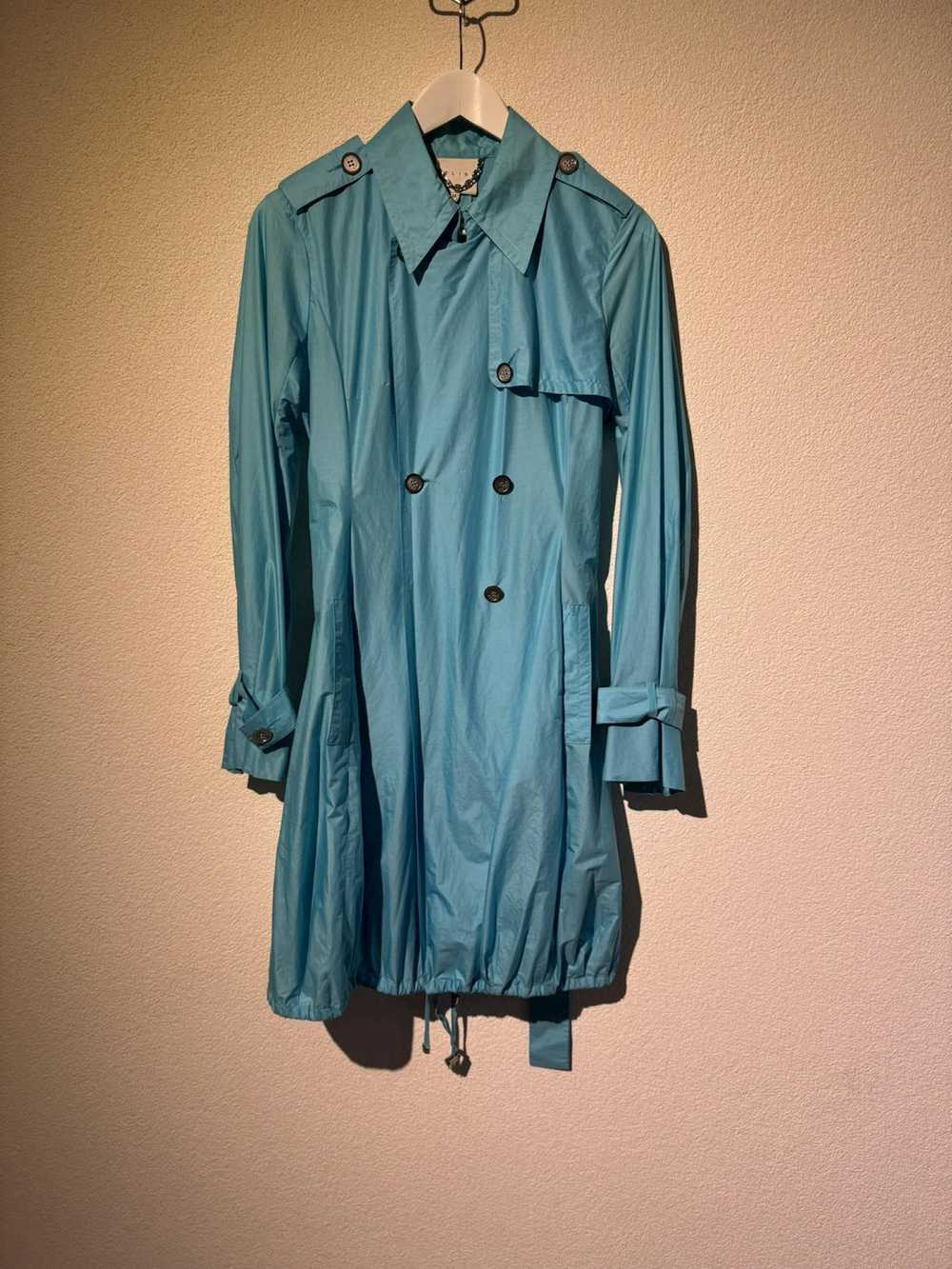 Celine Vintage Turquoise Celine trench coat in si… - image 1