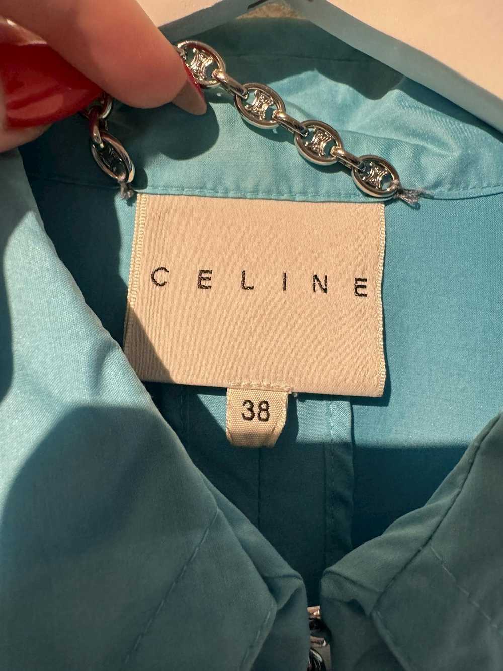 Celine Vintage Turquoise Celine trench coat in si… - image 2