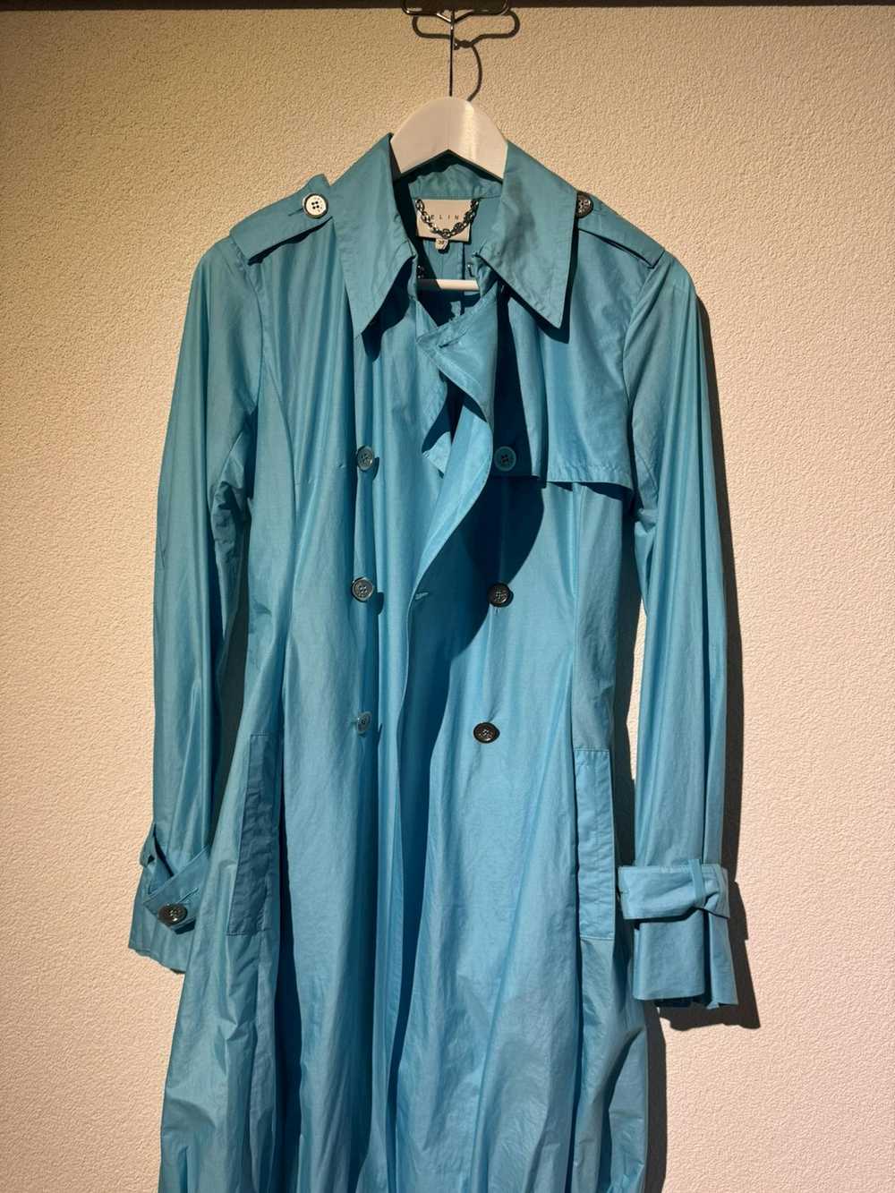 Celine Vintage Turquoise Celine trench coat in si… - image 6