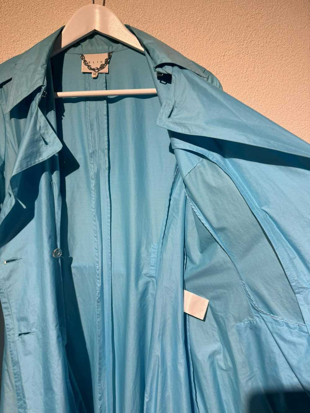 Celine Vintage Turquoise Celine trench coat in si… - image 8