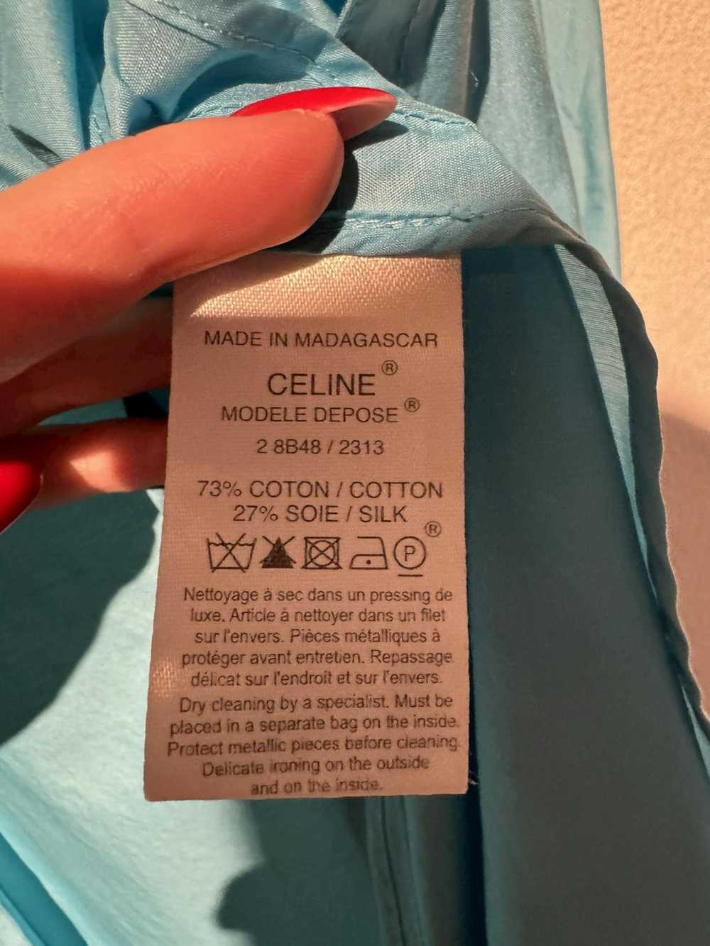 Celine Vintage Turquoise Celine trench coat in si… - image 9