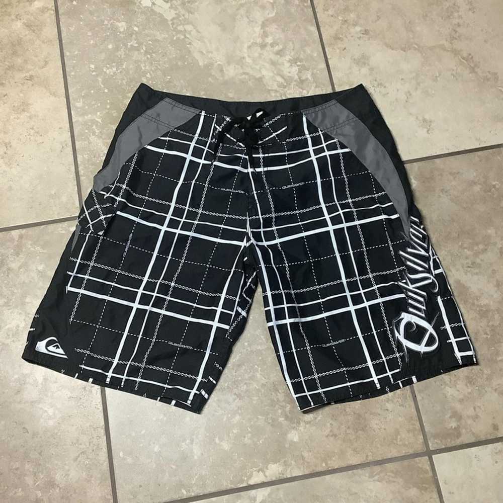 Quiksilver 🍒 BOARD SHORTS PLAID TRUNKS SWIM QUIC… - image 2