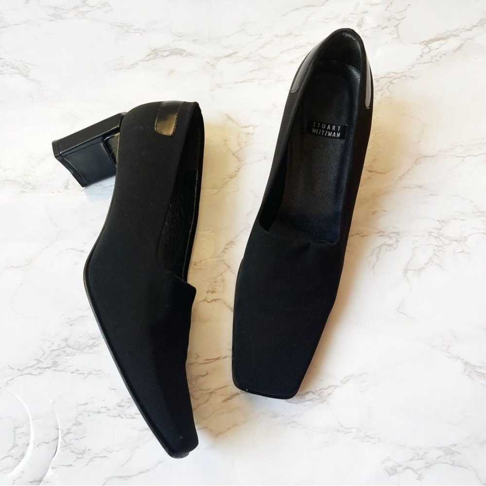 Stuart Weitzman Vintage Square Toe Black Pumps St… - image 1