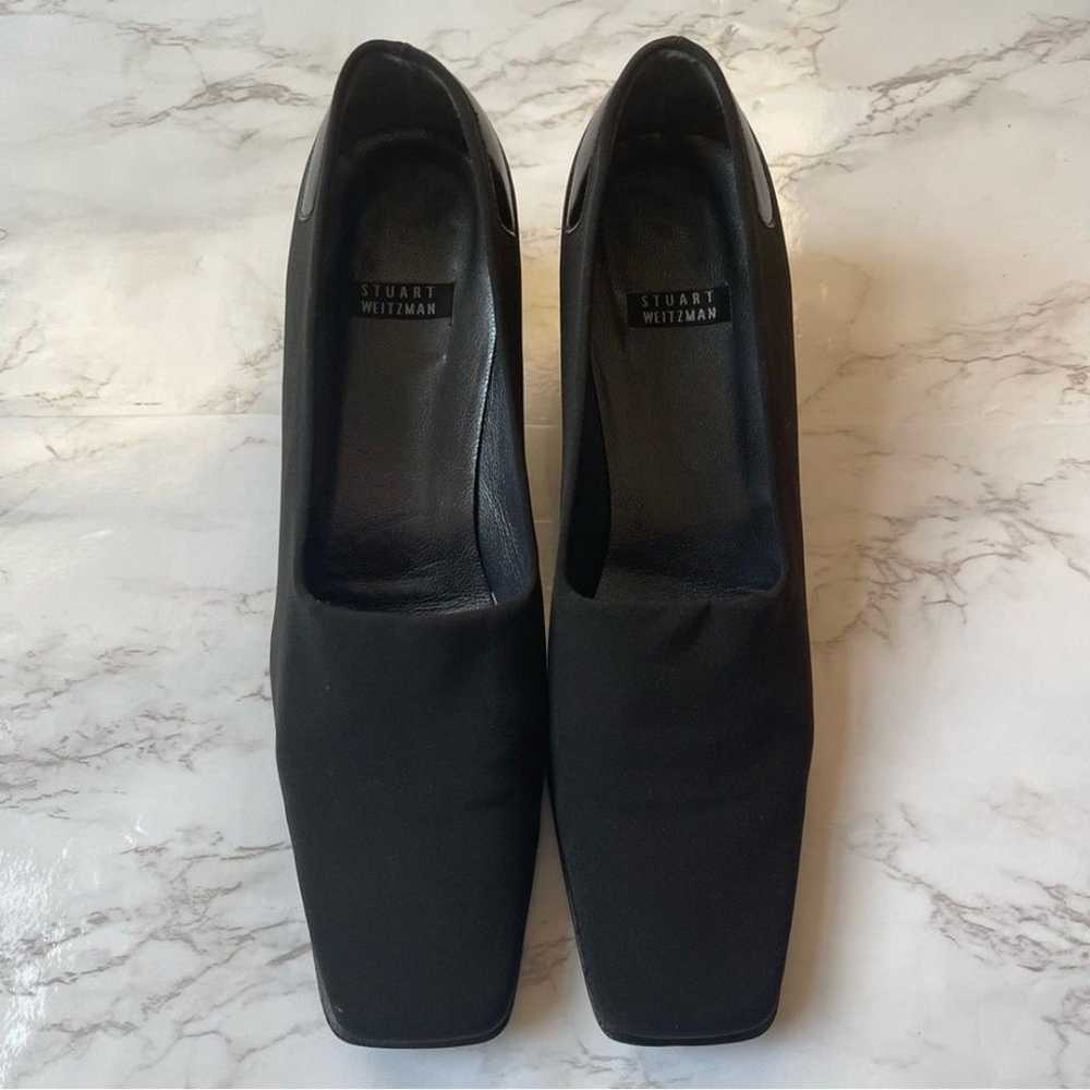 Stuart Weitzman Vintage Square Toe Black Pumps St… - image 3