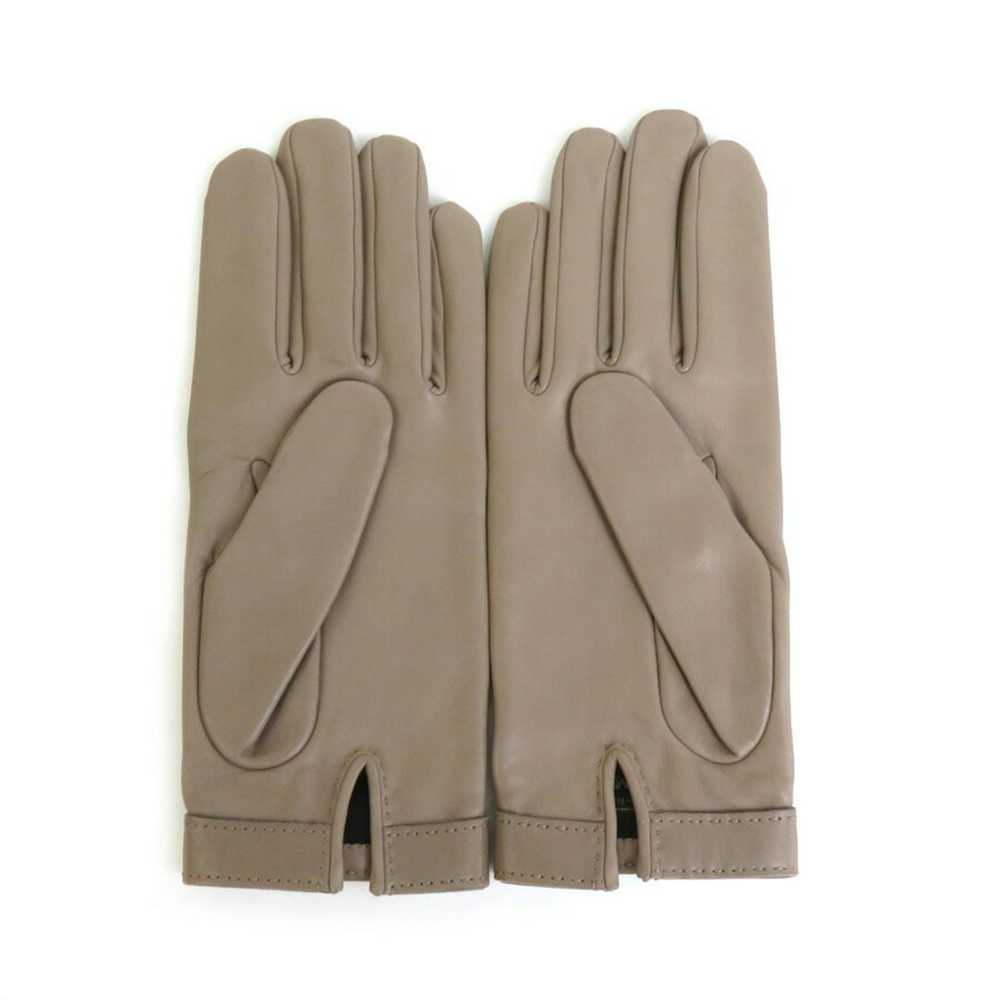 Hermes HERMES Gloves Leather/Metal Greige/Silver … - image 2