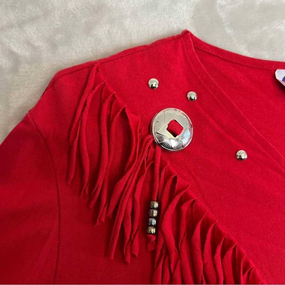 Vintage Sassa Shirt Womens Medium Red Fringe West… - image 4
