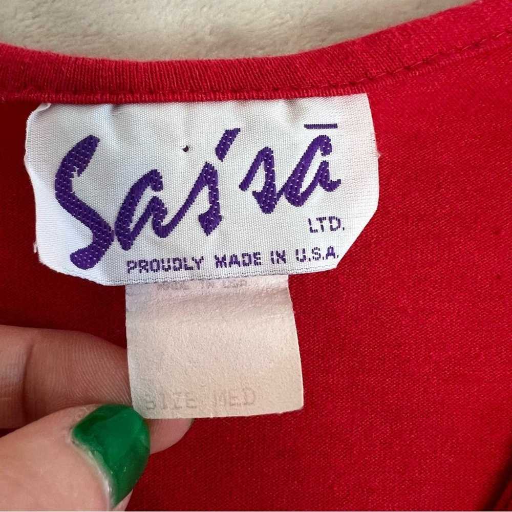 Vintage Sassa Shirt Womens Medium Red Fringe West… - image 5