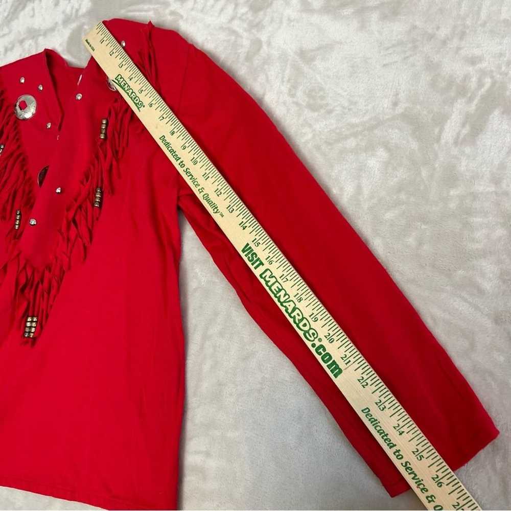 Vintage Sassa Shirt Womens Medium Red Fringe West… - image 9