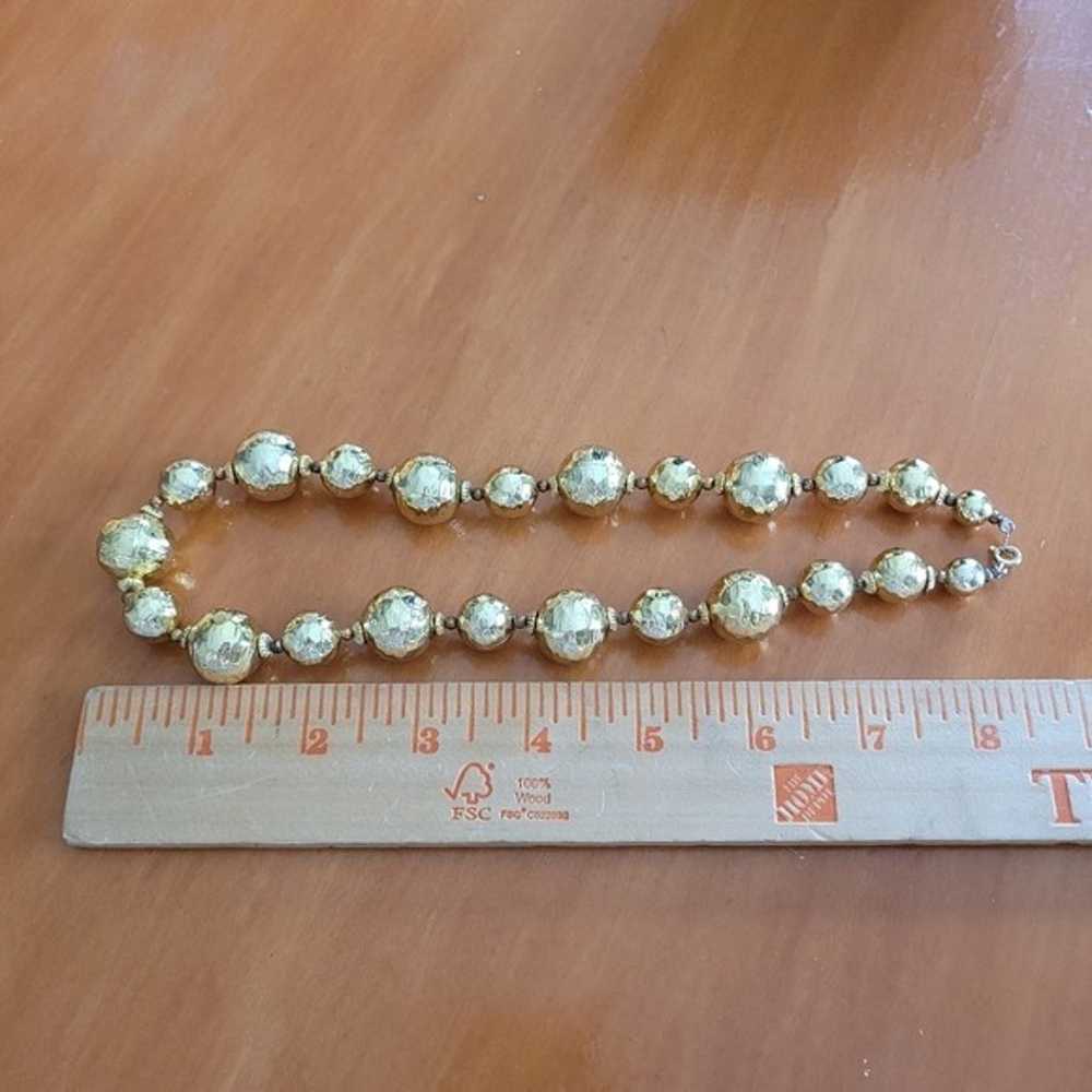 Vintage Gold Textured Bead Necklace - image 5