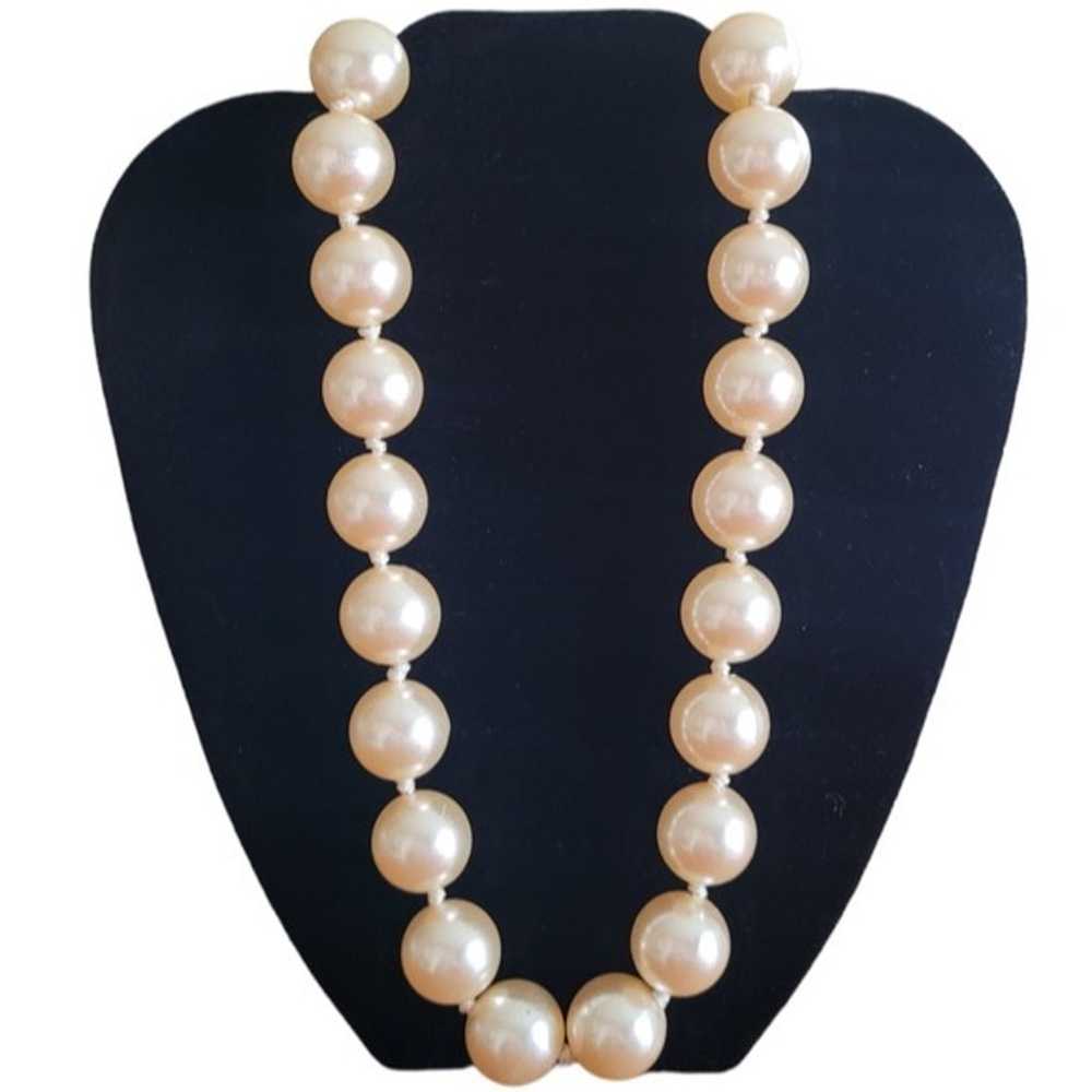 Vintage Large Simulated Pearl Statement Necklace - image 1