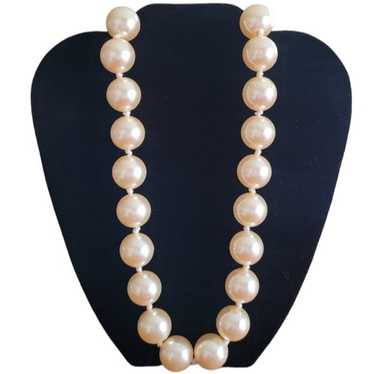 Vintage Large Simulated Pearl Statement Necklace - image 1