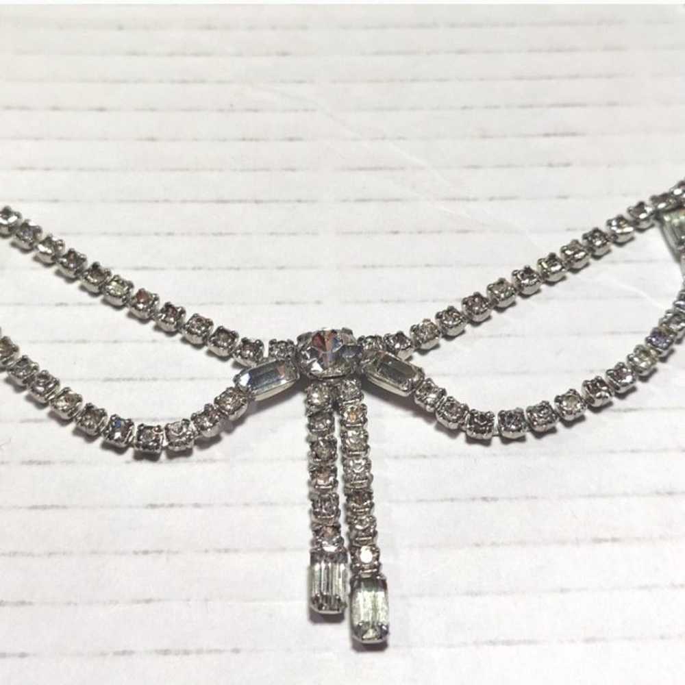 Vintage rhinestone bow tie necklace - image 1