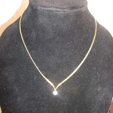 Vintage Necklace Napier Solitaire Rhinestone Pend… - image 1