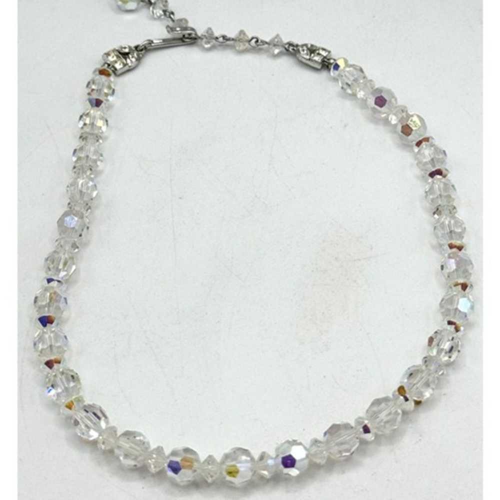 Vintage Aurora Borealis Crystal beaded collar cho… - image 1