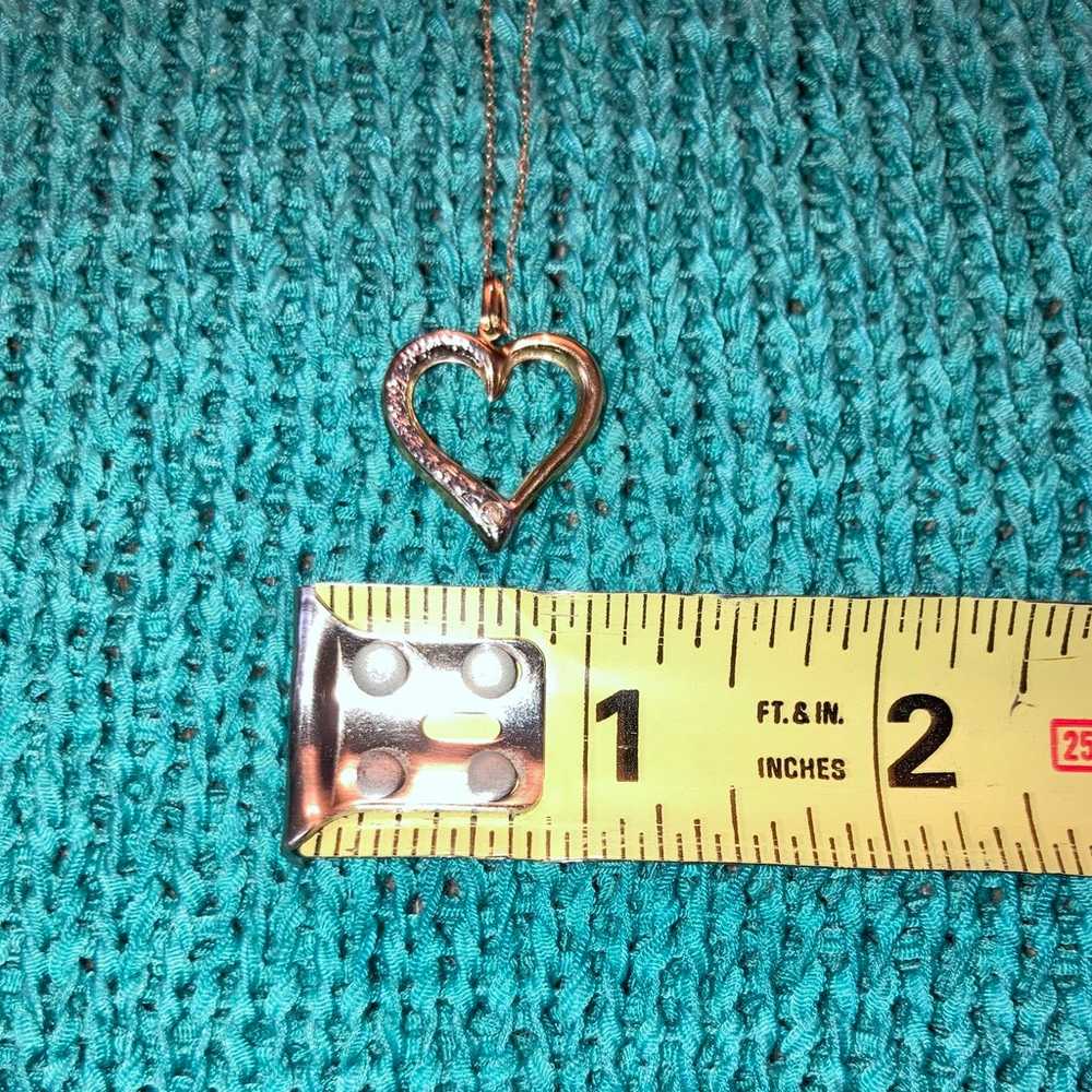 Vintage 1990's 14K gold and diamond heart necklac… - image 7