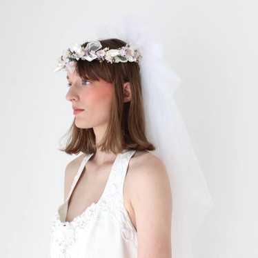 Bridal Veil Flower Headpiece 90s Vintage - image 1
