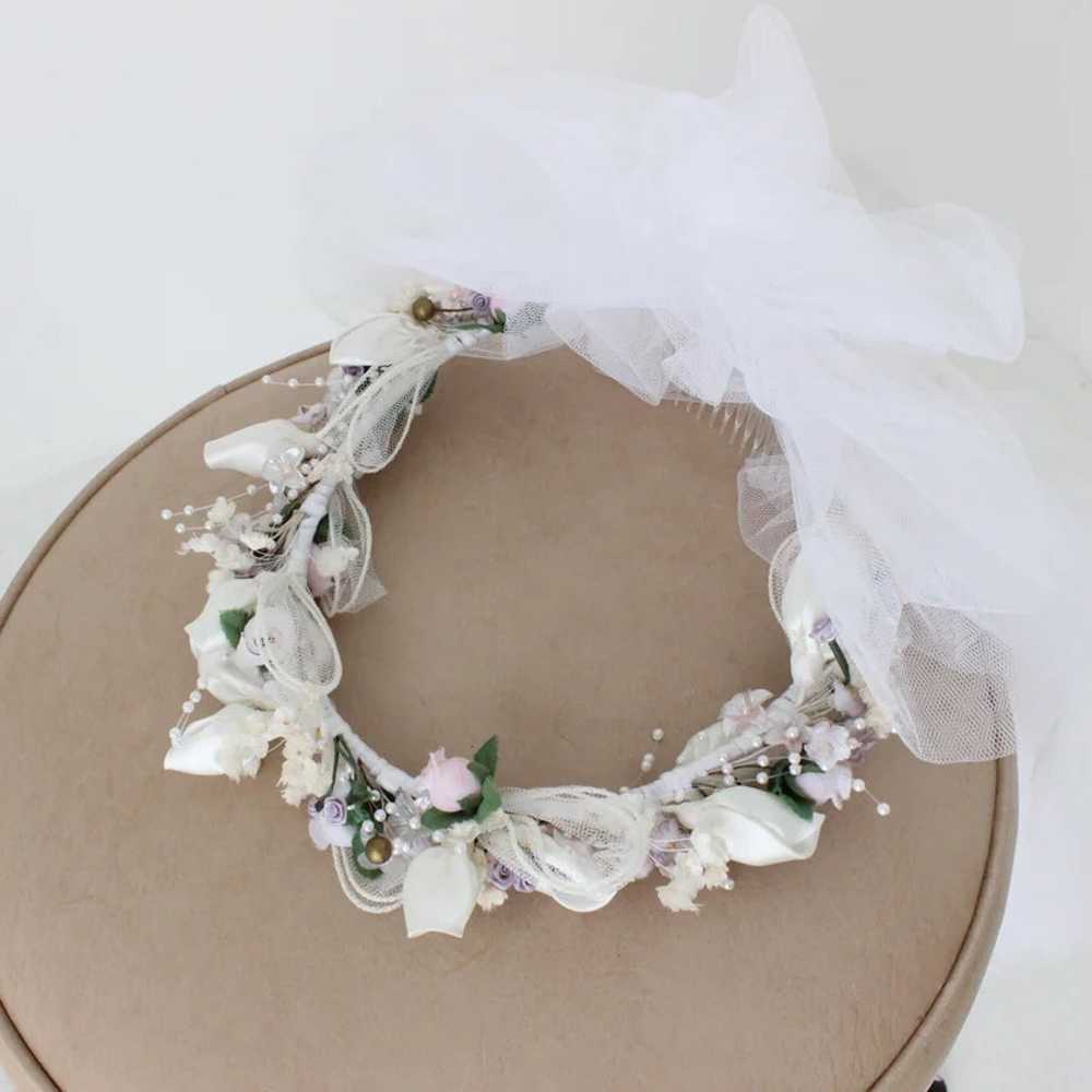 Bridal Veil Flower Headpiece 90s Vintage - image 4