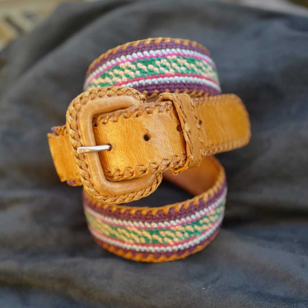 Vintage Handmade Embroidered Southwestern Leather… - image 2