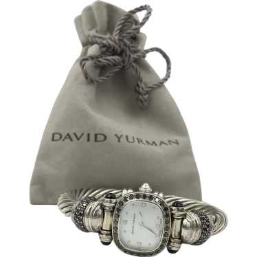 David Yurman Sterling Silver Black Diamond Cable … - image 1