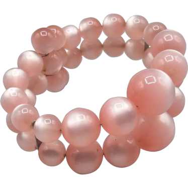 Vintage Pink Moonglow Plastic Bracelet Wrap Memor… - image 1