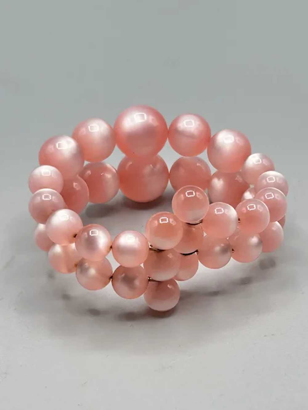 Vintage Pink Moonglow Plastic Bracelet Wrap Memor… - image 2