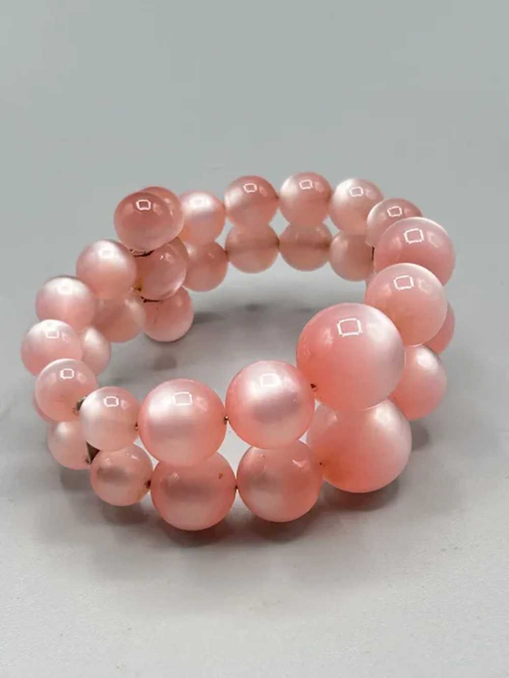 Vintage Pink Moonglow Plastic Bracelet Wrap Memor… - image 4