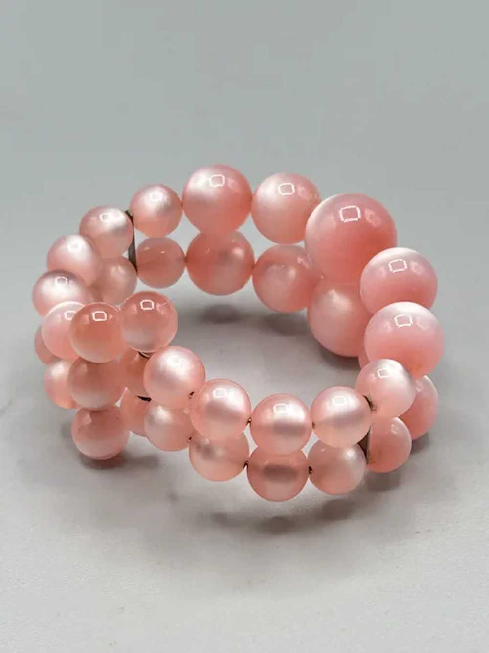 Vintage Pink Moonglow Plastic Bracelet Wrap Memor… - image 5