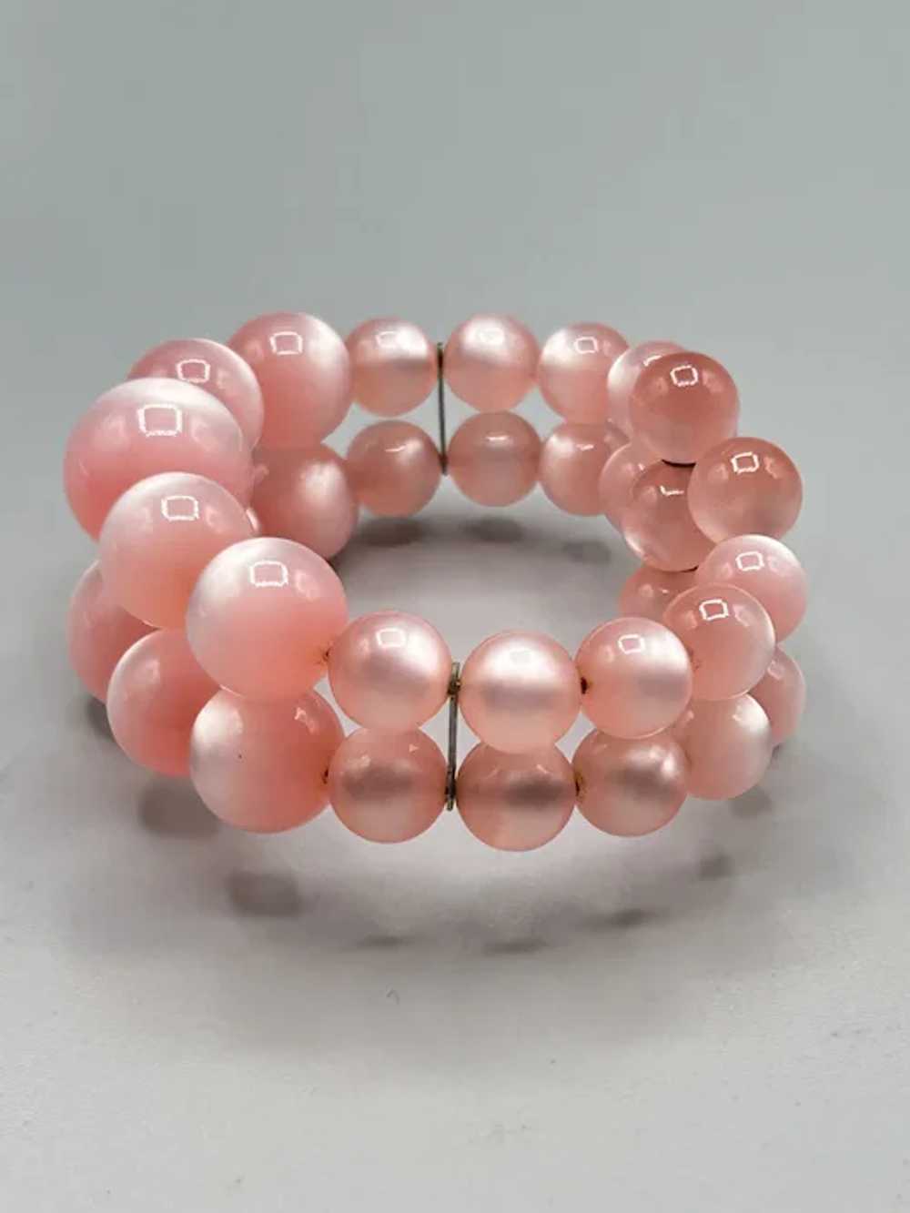 Vintage Pink Moonglow Plastic Bracelet Wrap Memor… - image 6