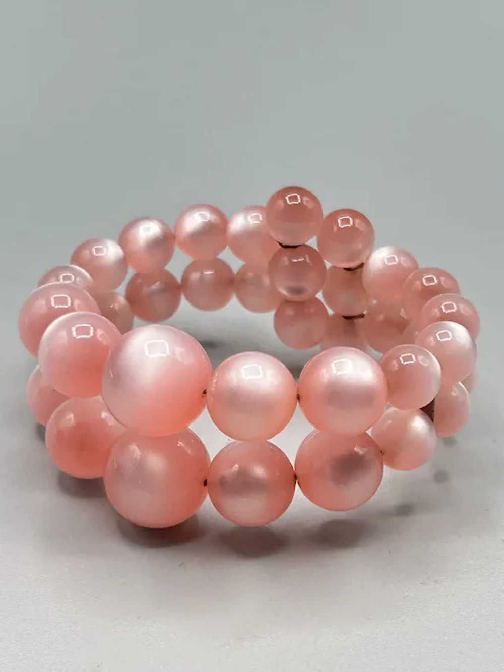 Vintage Pink Moonglow Plastic Bracelet Wrap Memor… - image 7