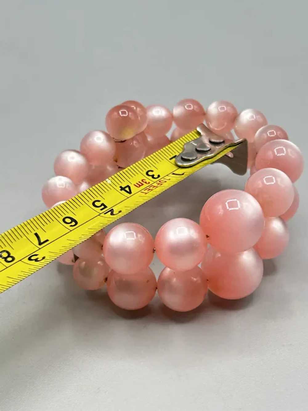 Vintage Pink Moonglow Plastic Bracelet Wrap Memor… - image 8