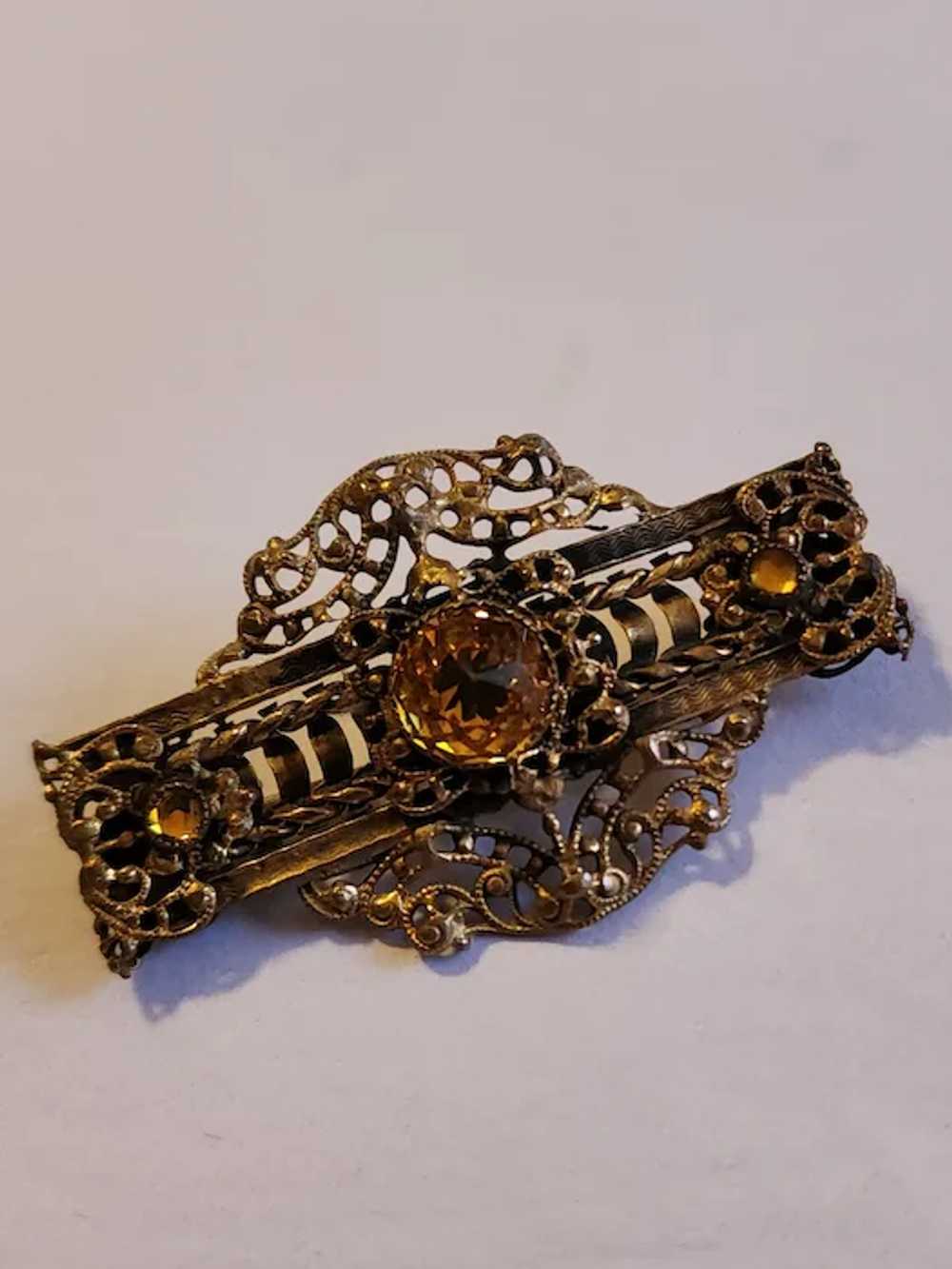 Antique Victorian 1920's Sash Brooch Pin Filigree… - image 2