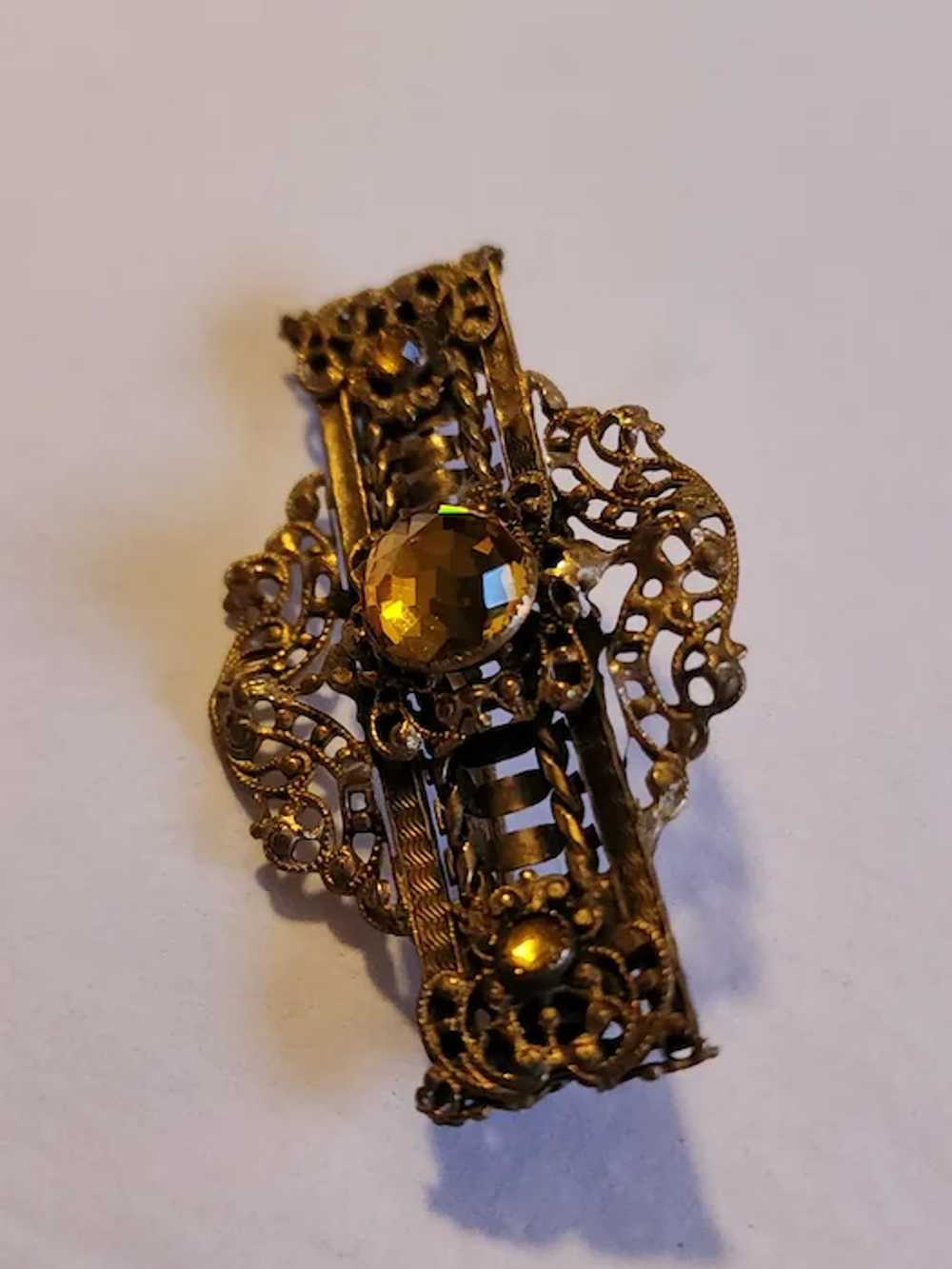 Antique Victorian 1920's Sash Brooch Pin Filigree… - image 3
