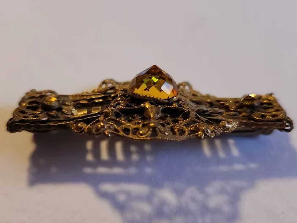 Antique Victorian 1920's Sash Brooch Pin Filigree… - image 4