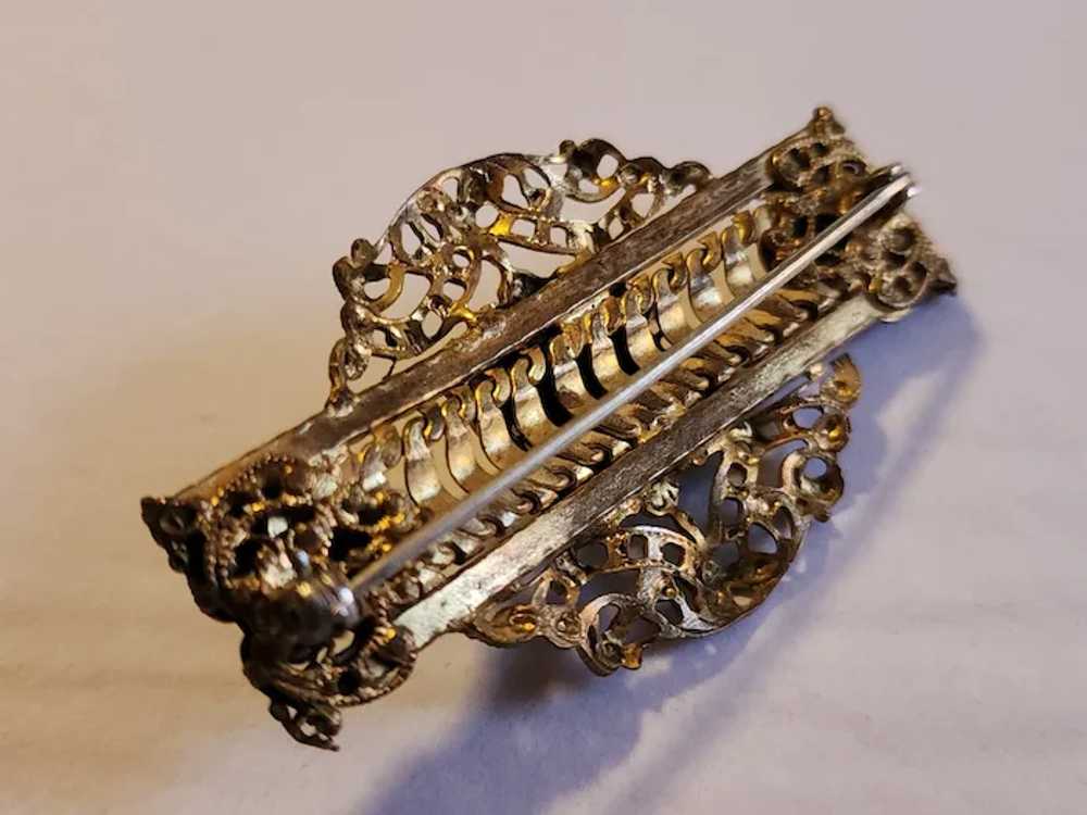 Antique Victorian 1920's Sash Brooch Pin Filigree… - image 6