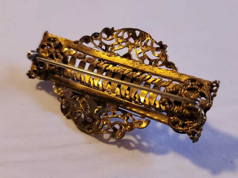 Antique Victorian 1920's Sash Brooch Pin Filigree… - image 7