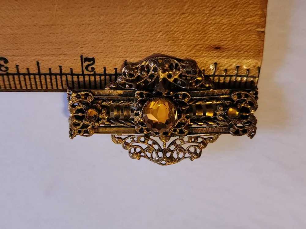 Antique Victorian 1920's Sash Brooch Pin Filigree… - image 8