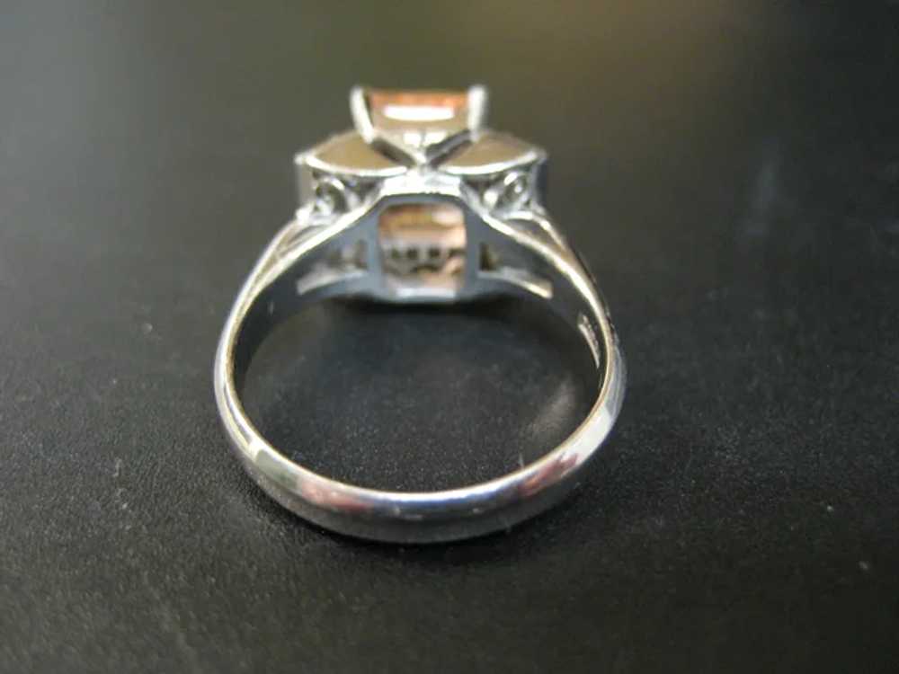 Modernist Platinum Imperial Topaz Diamond Ring - image 8