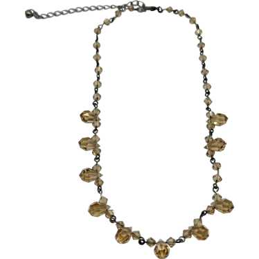 Vintage Brown crystal beaded collar necklace - image 1