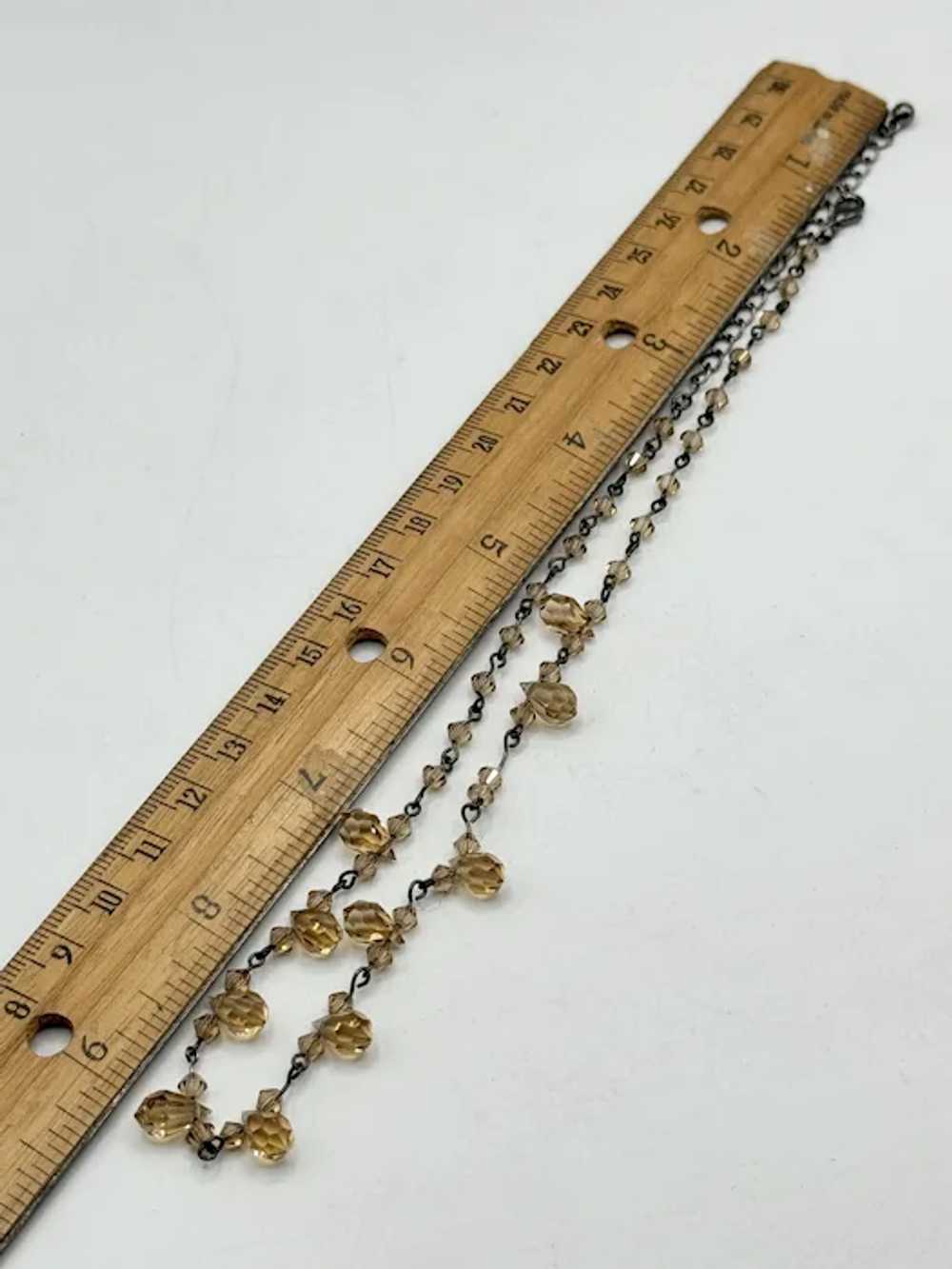 Vintage Brown crystal beaded collar necklace - image 4